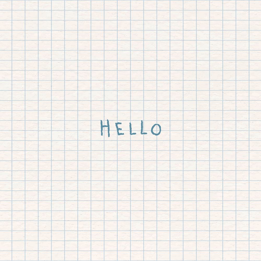 Hello greetings typography on a grid background vector 