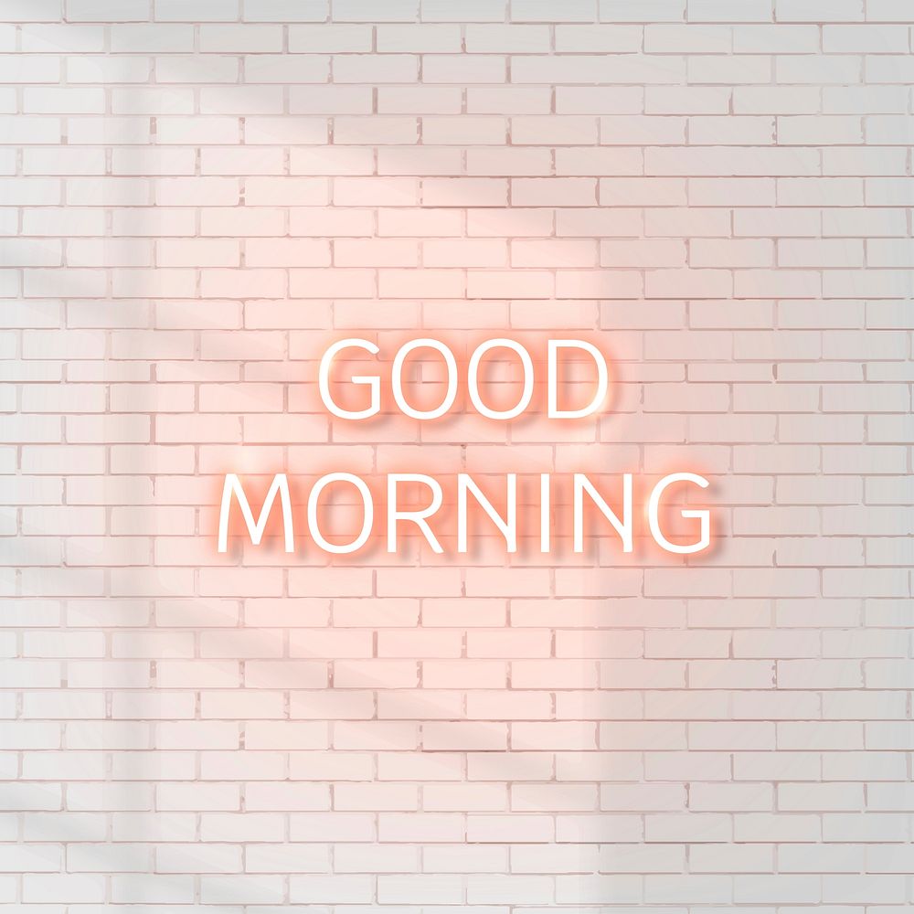 Neon good morning word on brick wall vector
