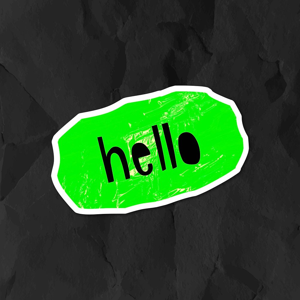 Black hello greetings typography sticker on a black background vector