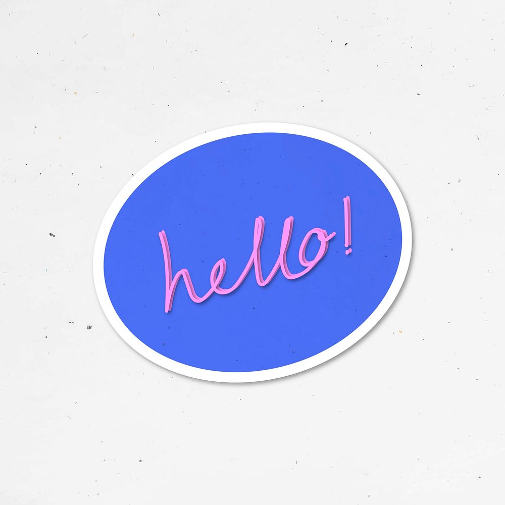 Pink hello greetings typography sticker vector 
