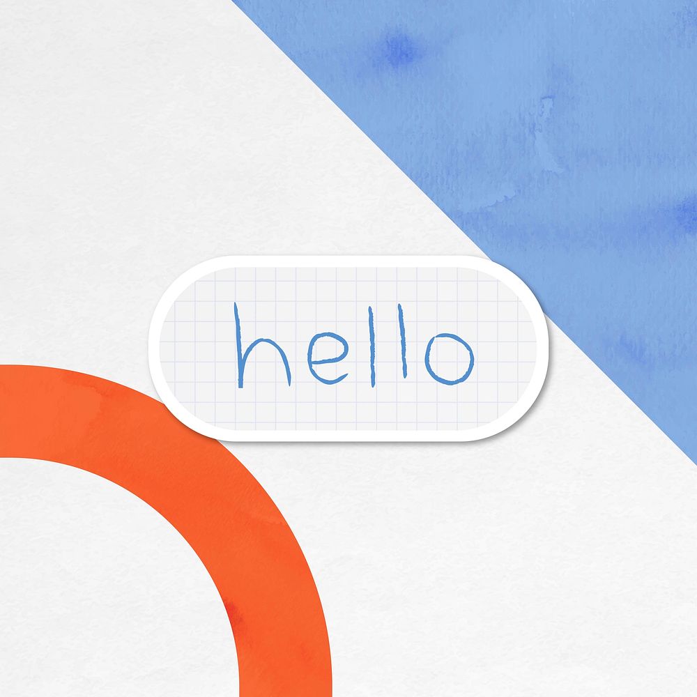 Hello greetings typography sticker on a grid background vector