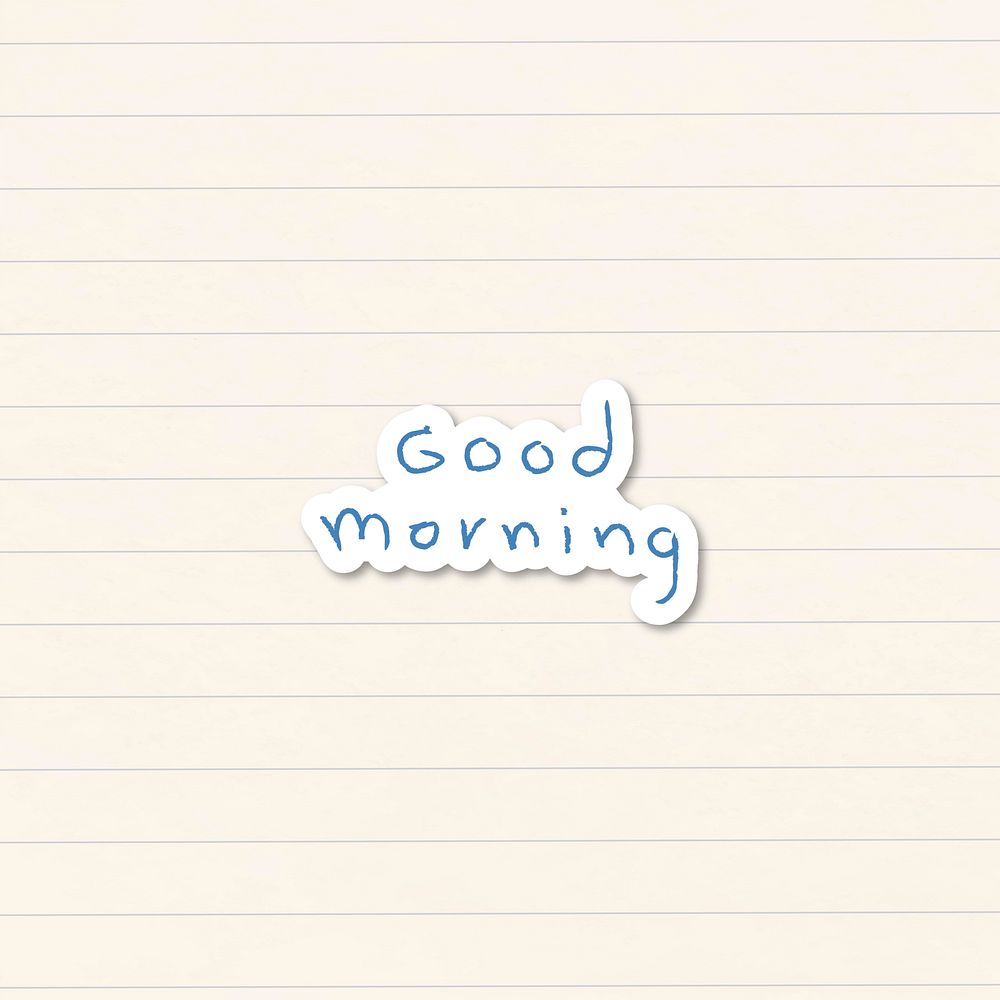 Stylish good morning word sticker on lined paper background vector