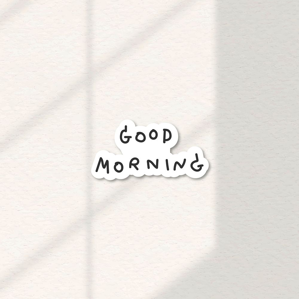 Stylish good morning word sticker on off white background vector
