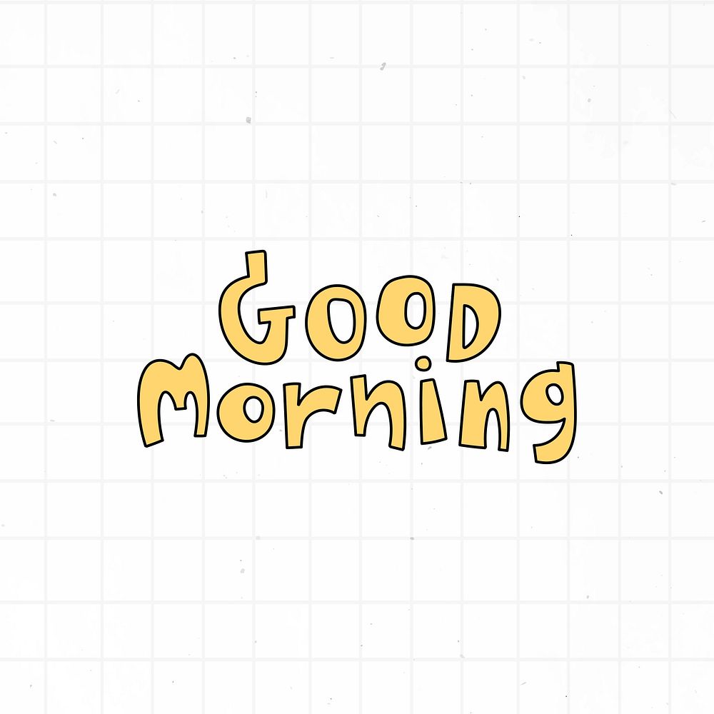 Yellow good morning word on grid background vector