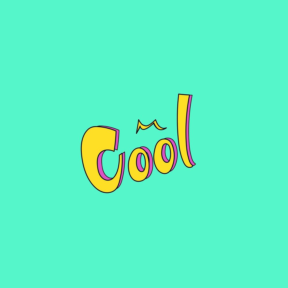 Doodle yellow Cool word on a mint green background vector