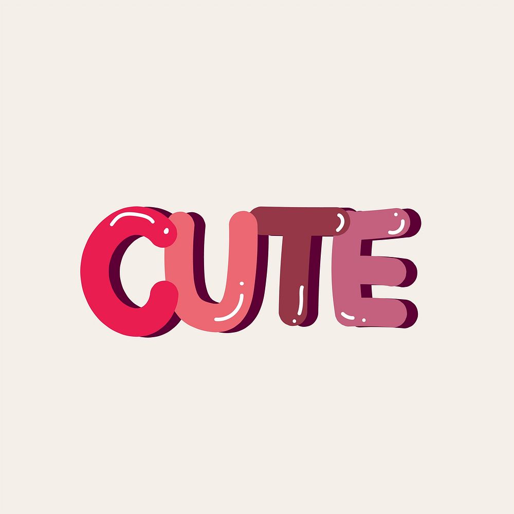 Pink cute word on off white background vector
