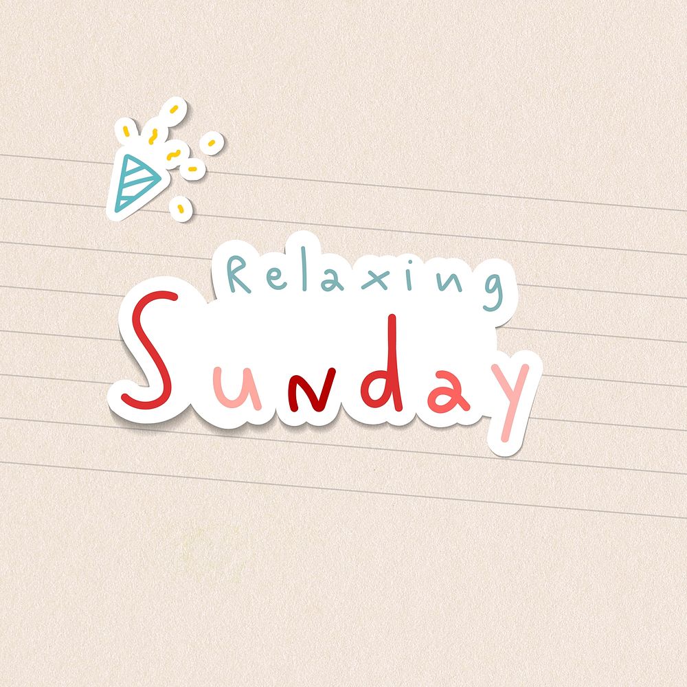 Relaxing Sunday weekend typography sticker on a paper vector