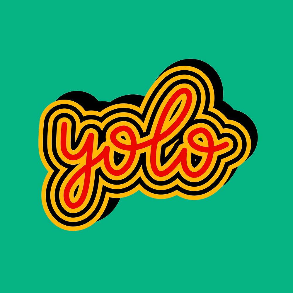 Yolo typography illustrated on a green background vector 