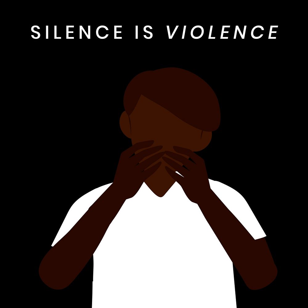 Silence is violence. Stand up and speak up for BLM movement social template vector