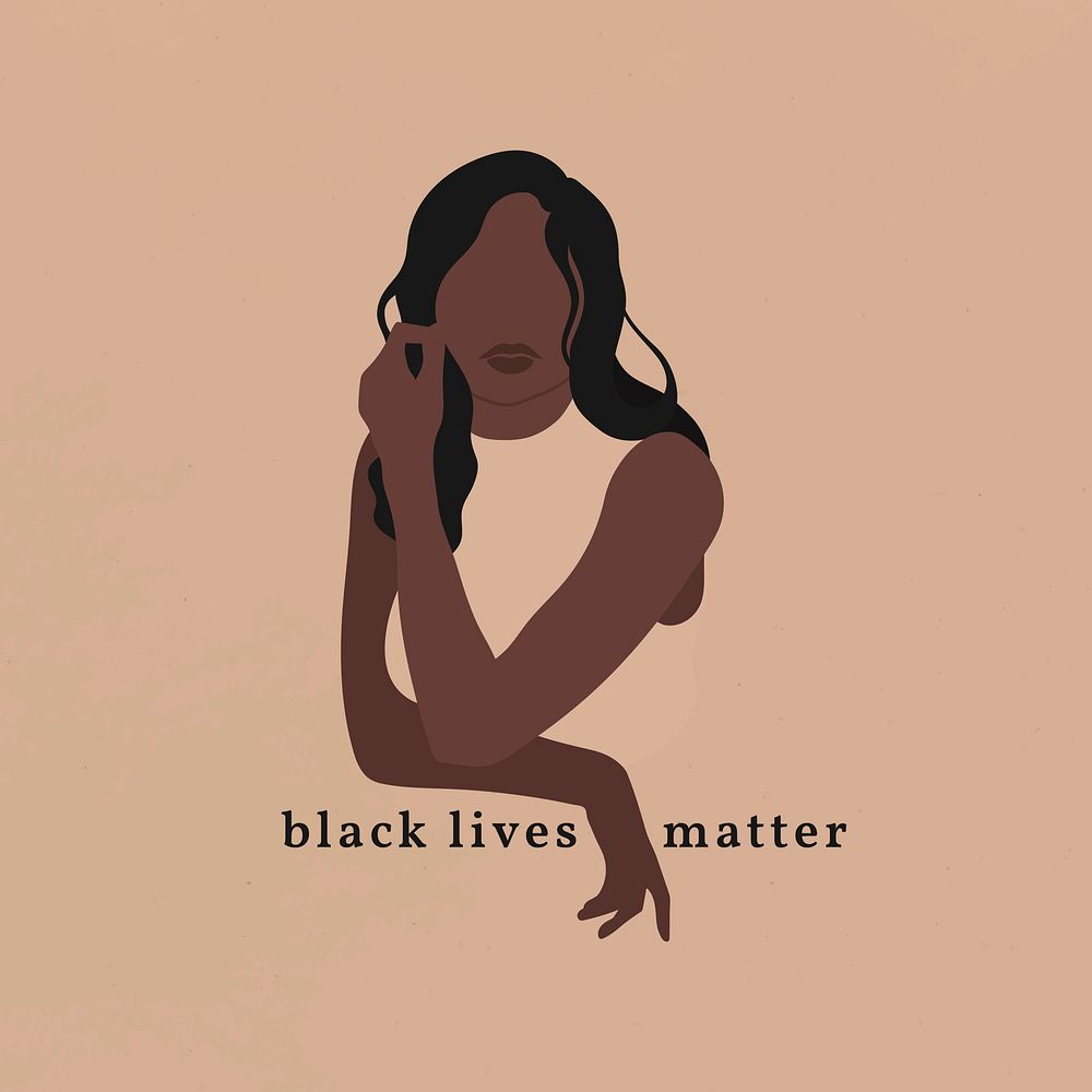Black lives matter quote with African American woman illustration social media post