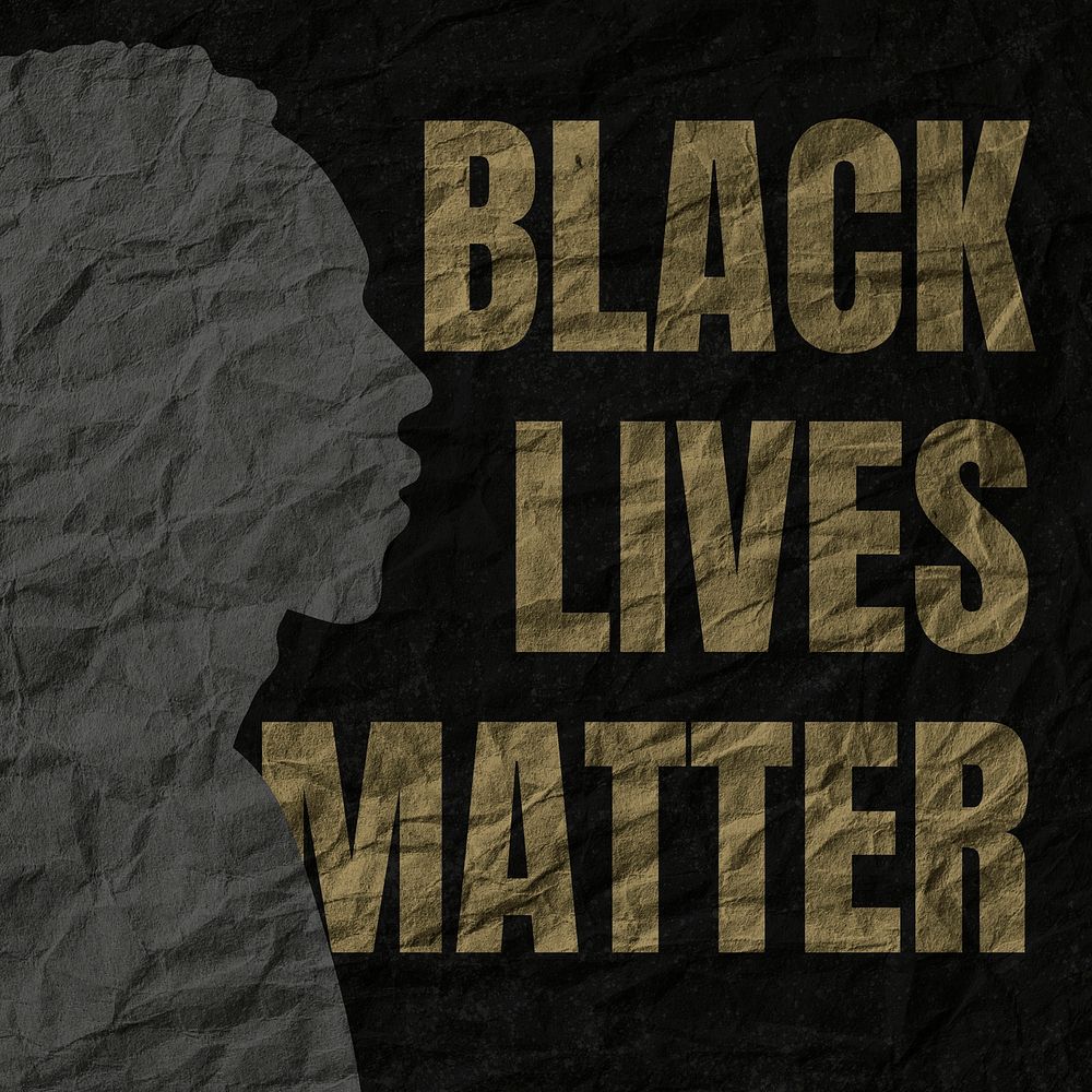 Black lives matter typography paper texture social media post