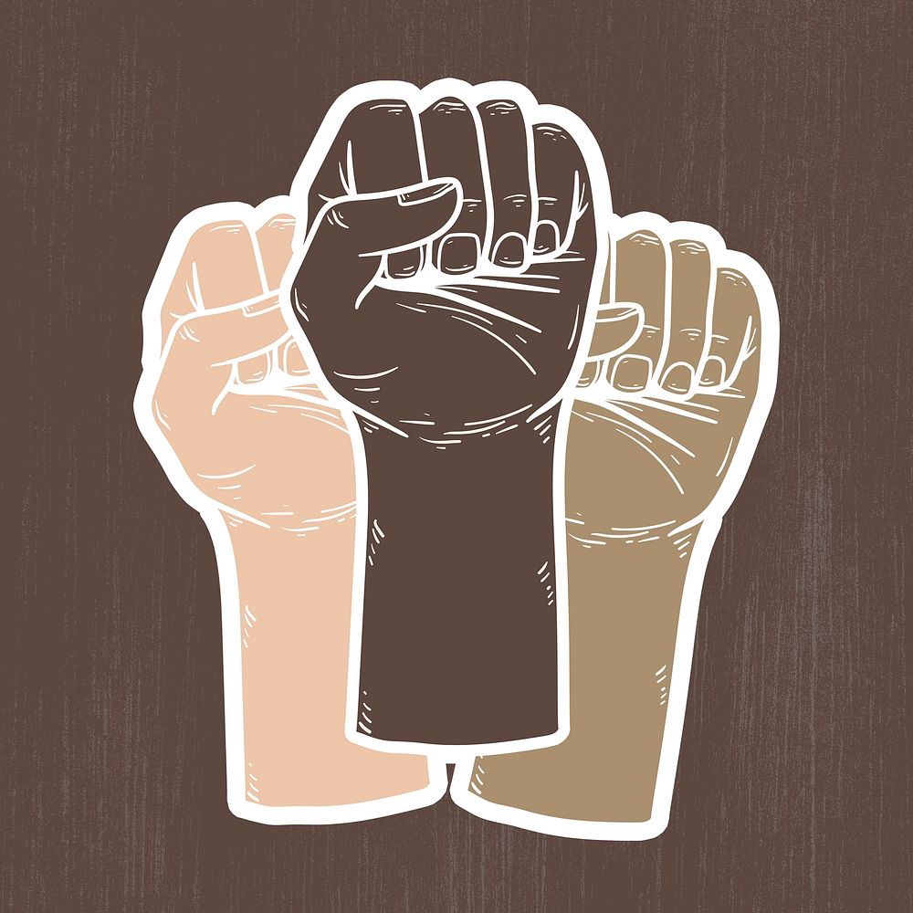 Colorful hand drawn fist for equality campaign BLM movement social media post