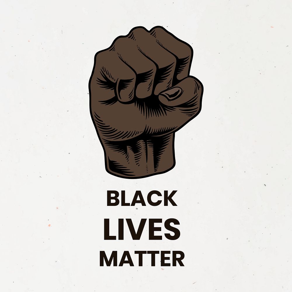 Raised fist for black lives matter movement social media post