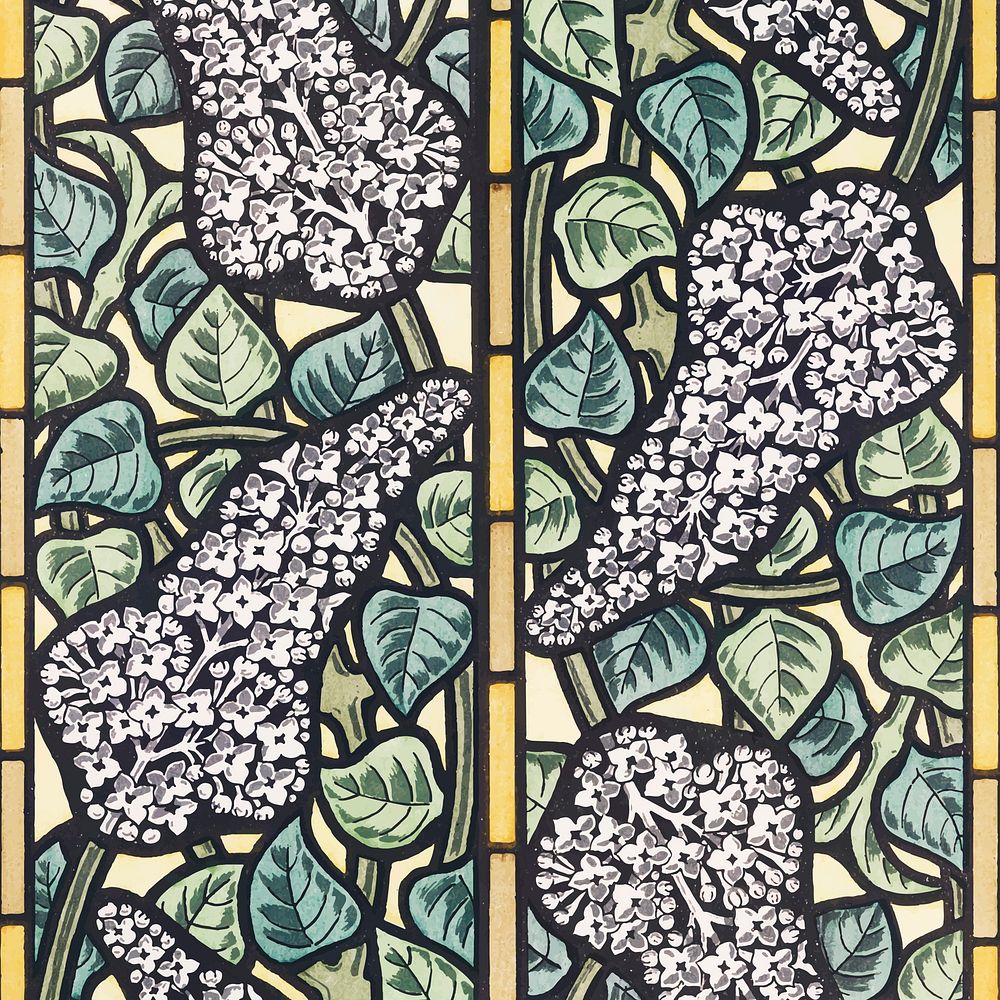 Art nouveau lilac flower pattern background vector