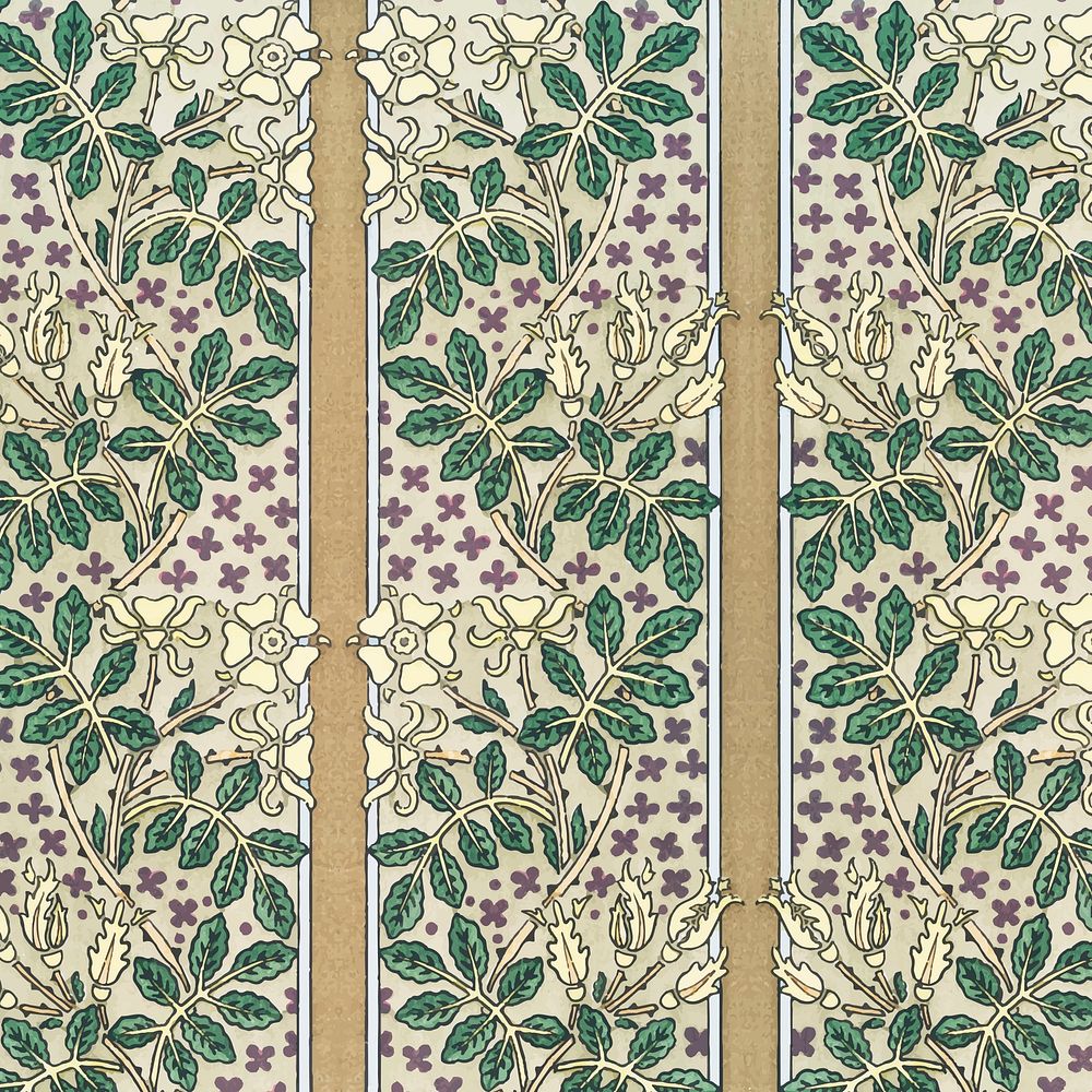 Art nouveau wild roseflower pattern background vector
