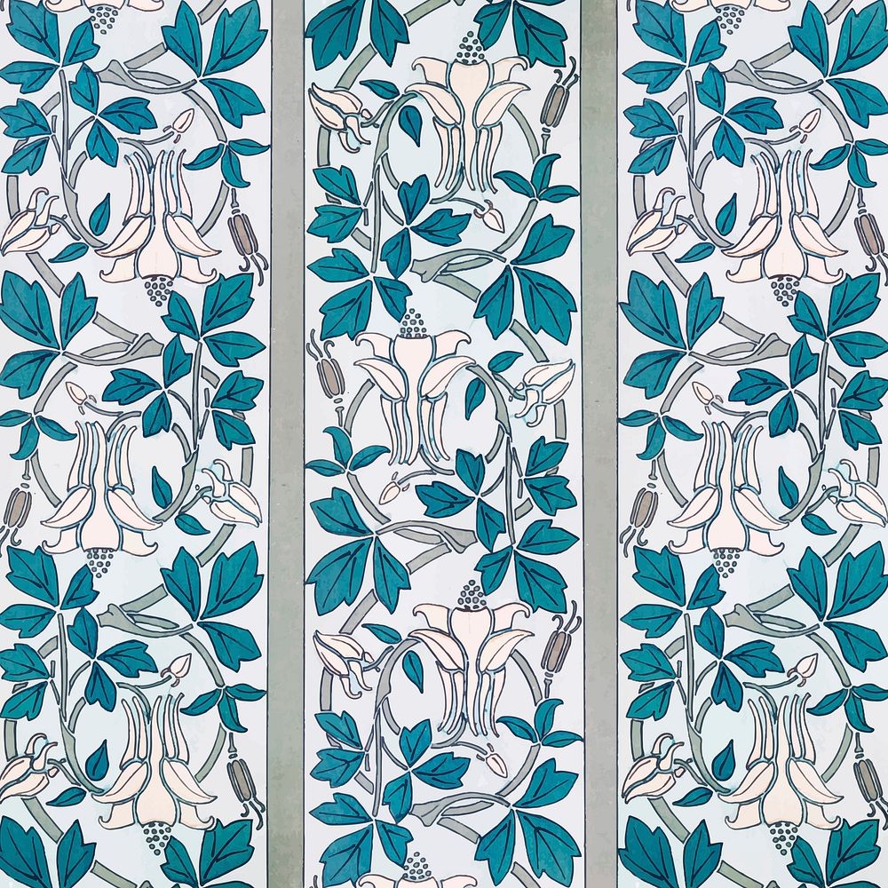 Art nouveau columbine lower pattern background vector