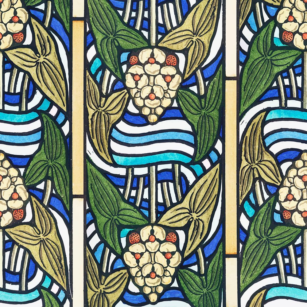 Art nouveau arrowhead flower pattern background vector