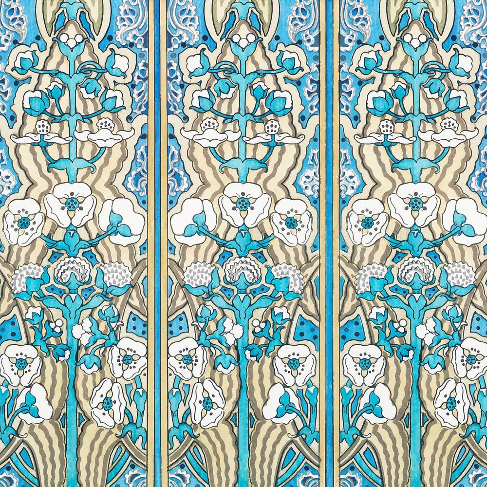 Art nouveau arrowhead flower pattern background vector
