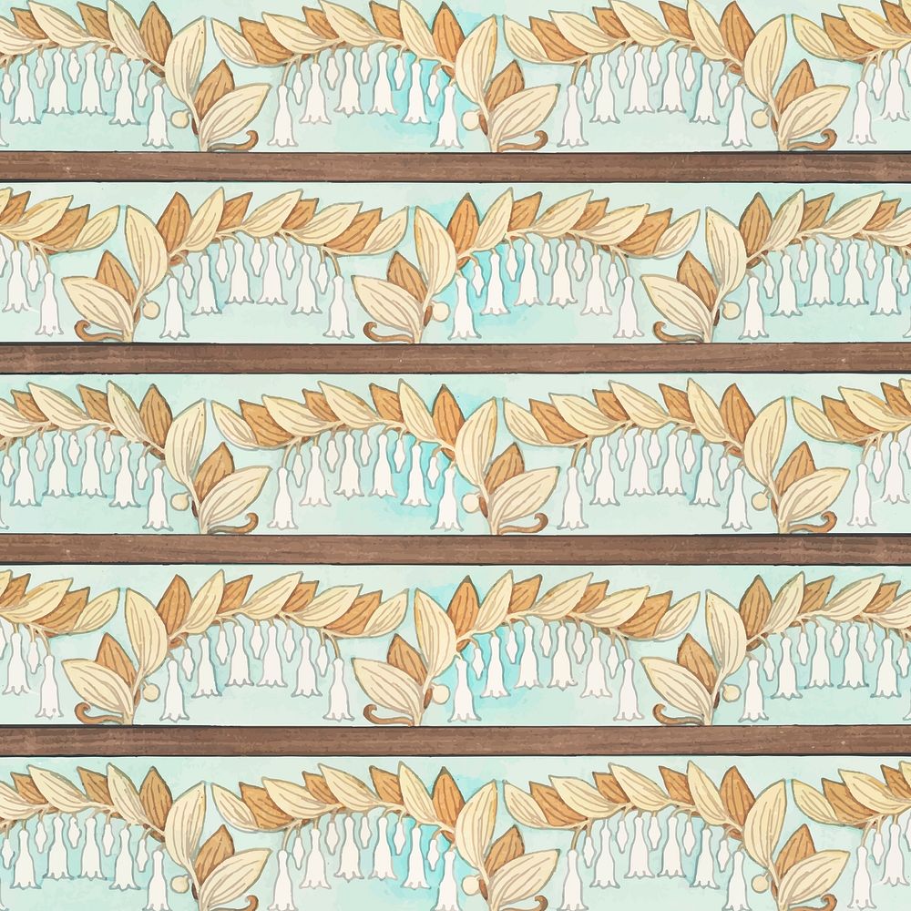 Art nouveau solomon's seal flower pattern background vector