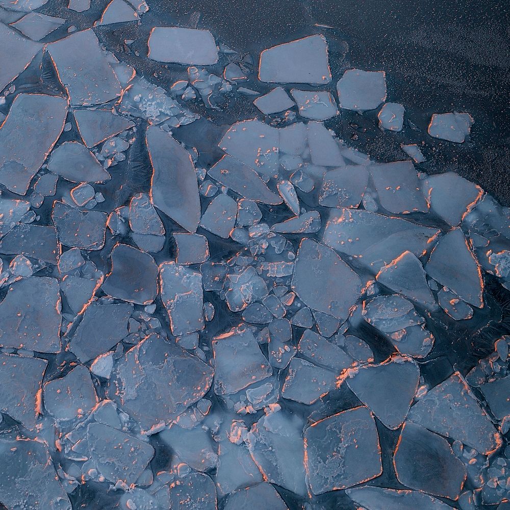 Blue broken ice lake background