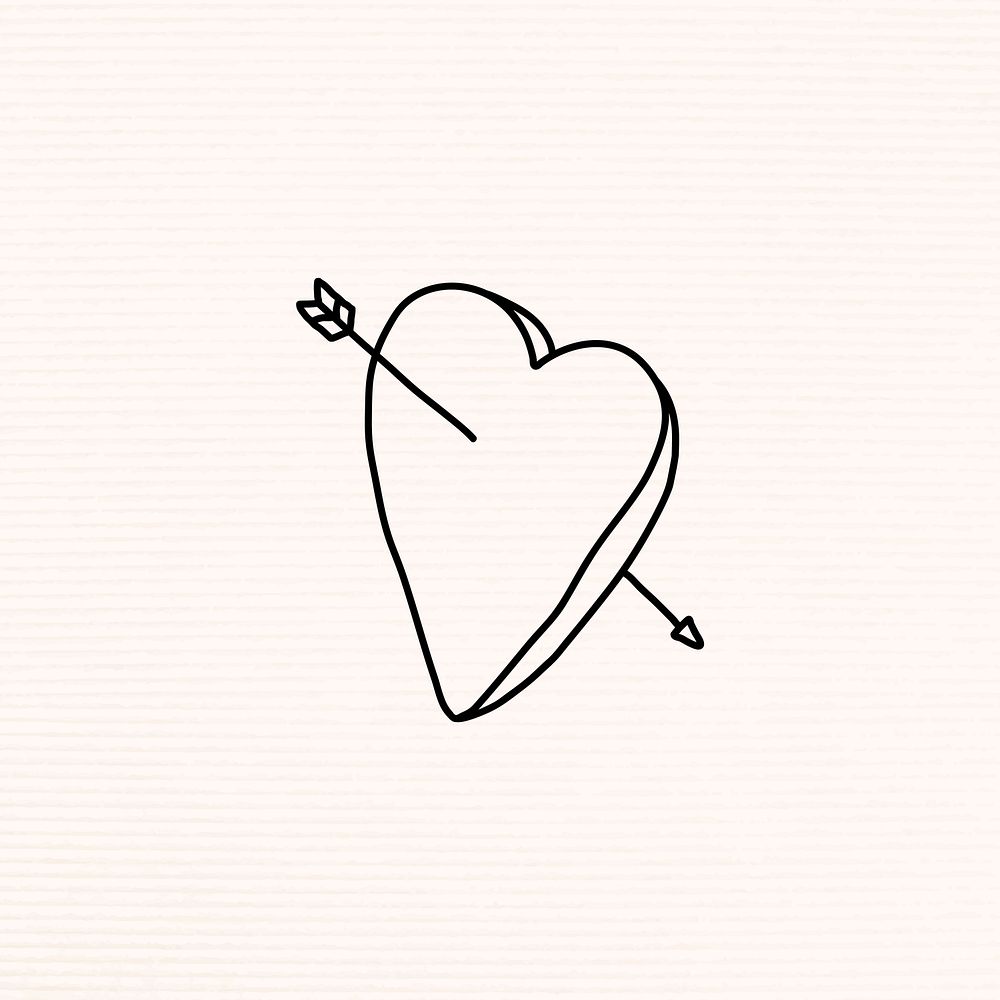 Hand drawn heart with an arrow on a beige background vector