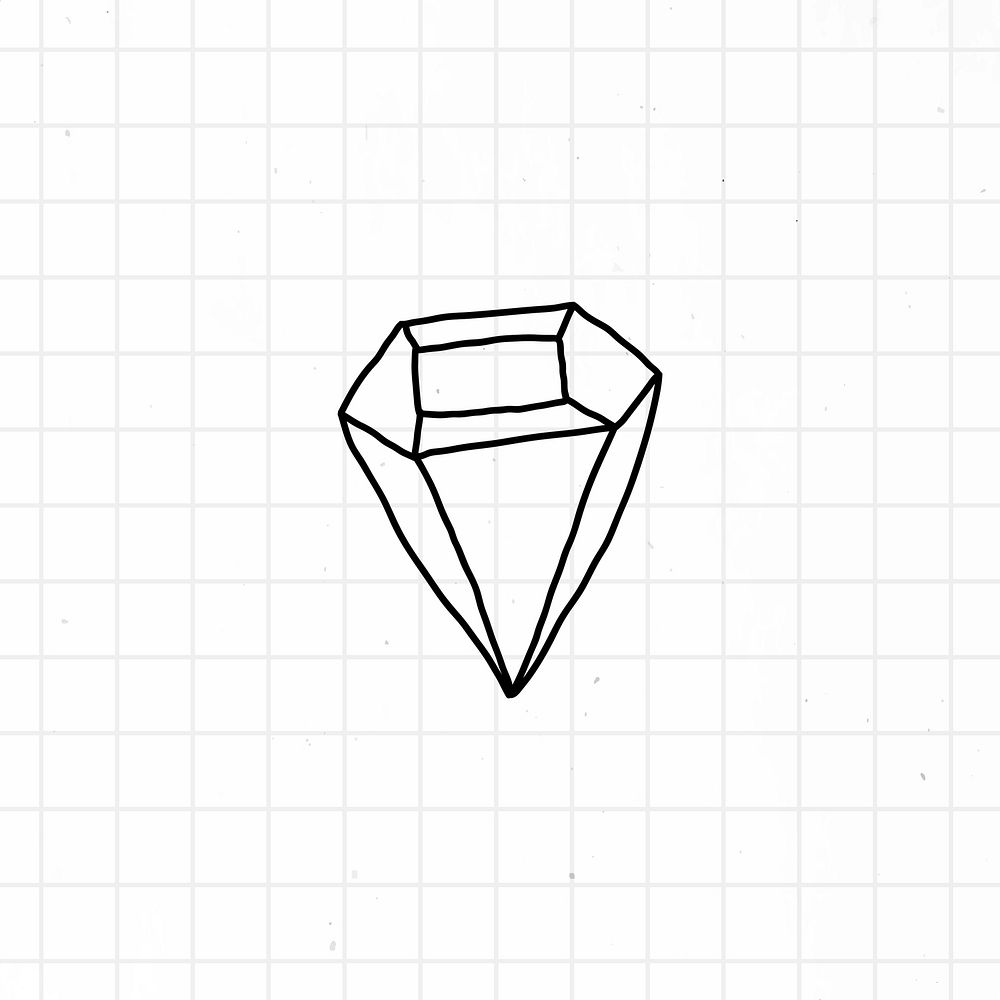 Hand drawn diamond on a white grid background vector