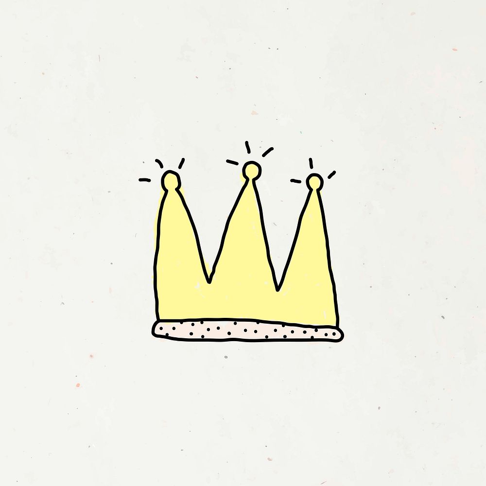 Doodle yellow crown on a beige background vector