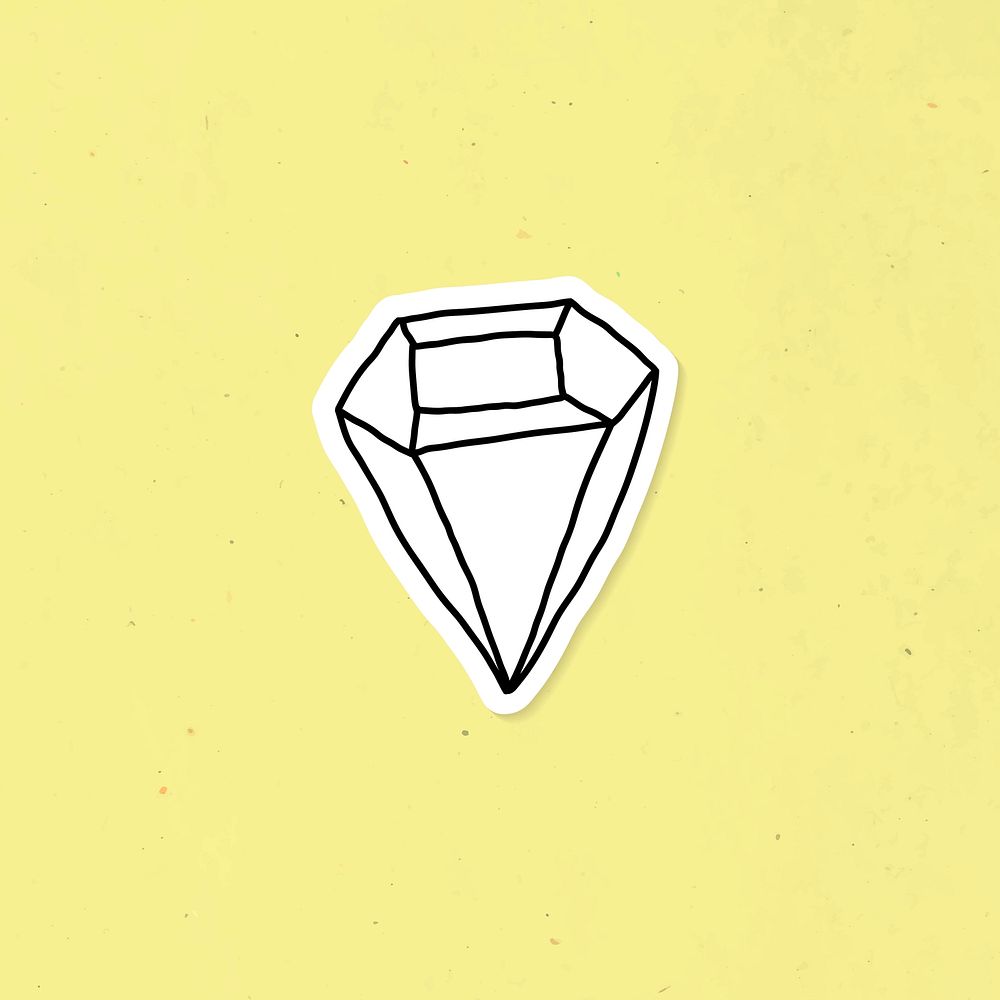 Doodle diamond journal sticker with a white border on a yellow background vector
