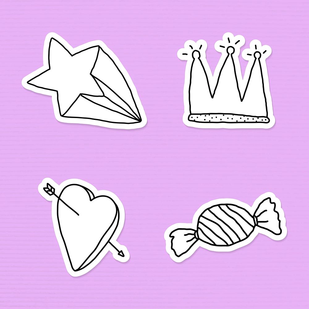 Cute doodle style sticker with a white border set on a purple background vector