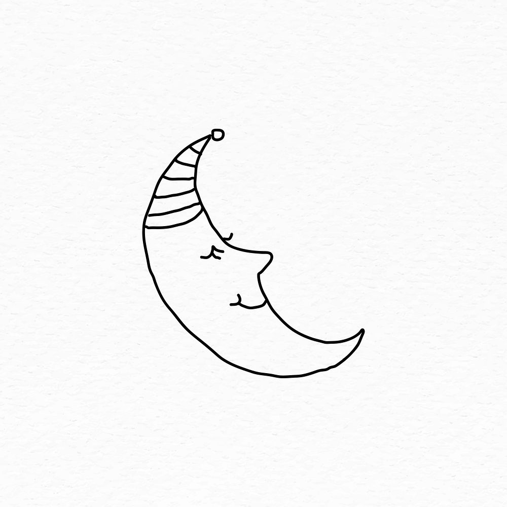 Hand drawn sleeping crescent moon on a white background vector