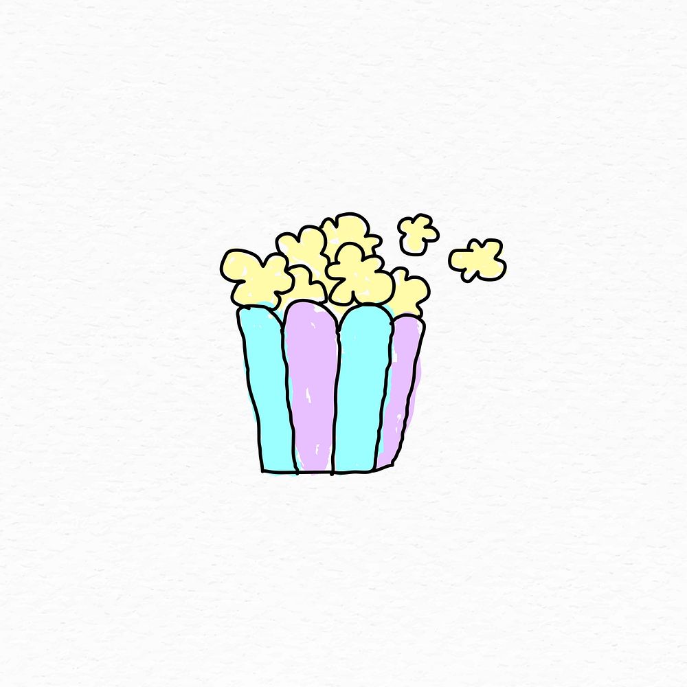 Hand drawn popcorn on a white background vector