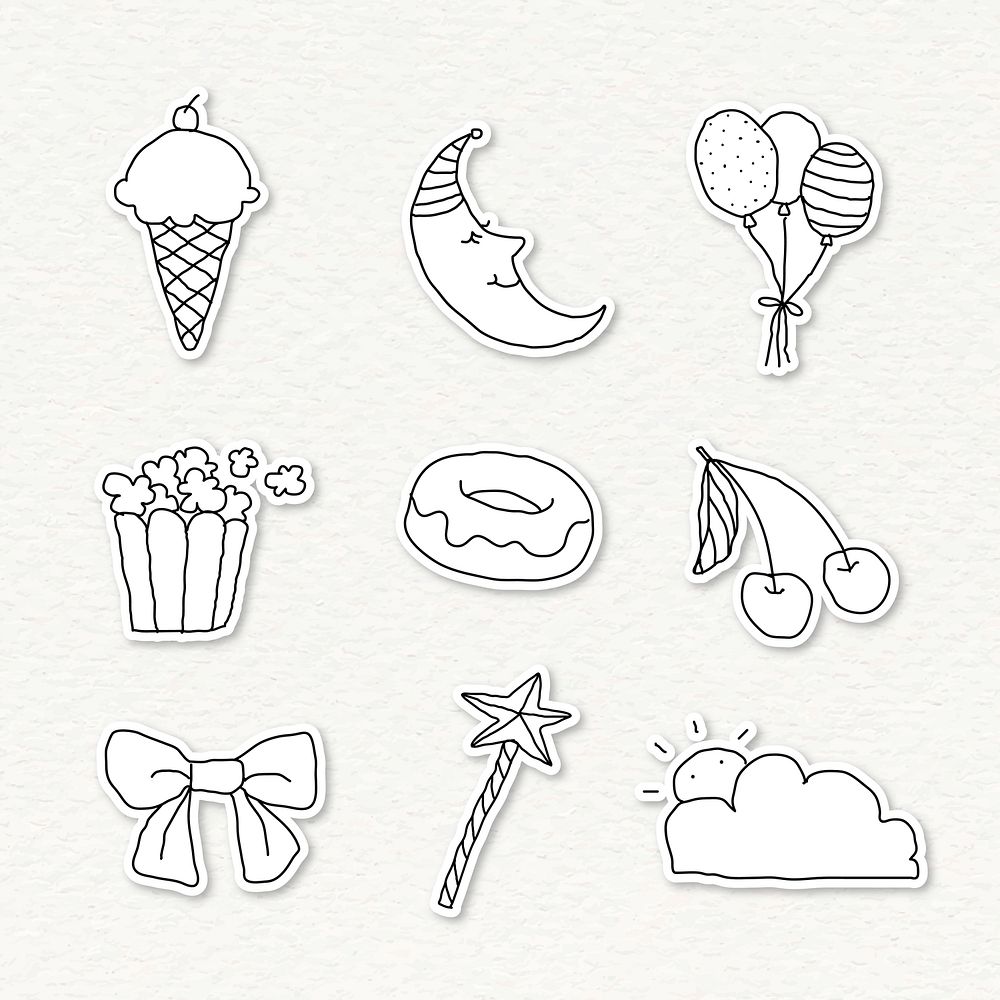 Cute doodle style sticker with a white border set on a beige background vector