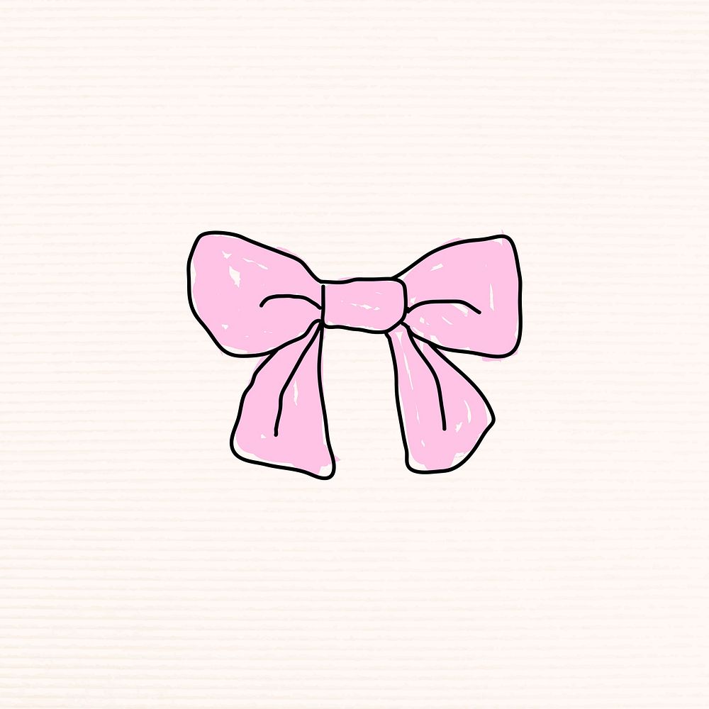Hand drawn pink bow on a beige background vector