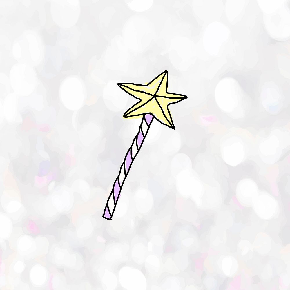 Hand drawn star fairy wand on a bokeh background vector