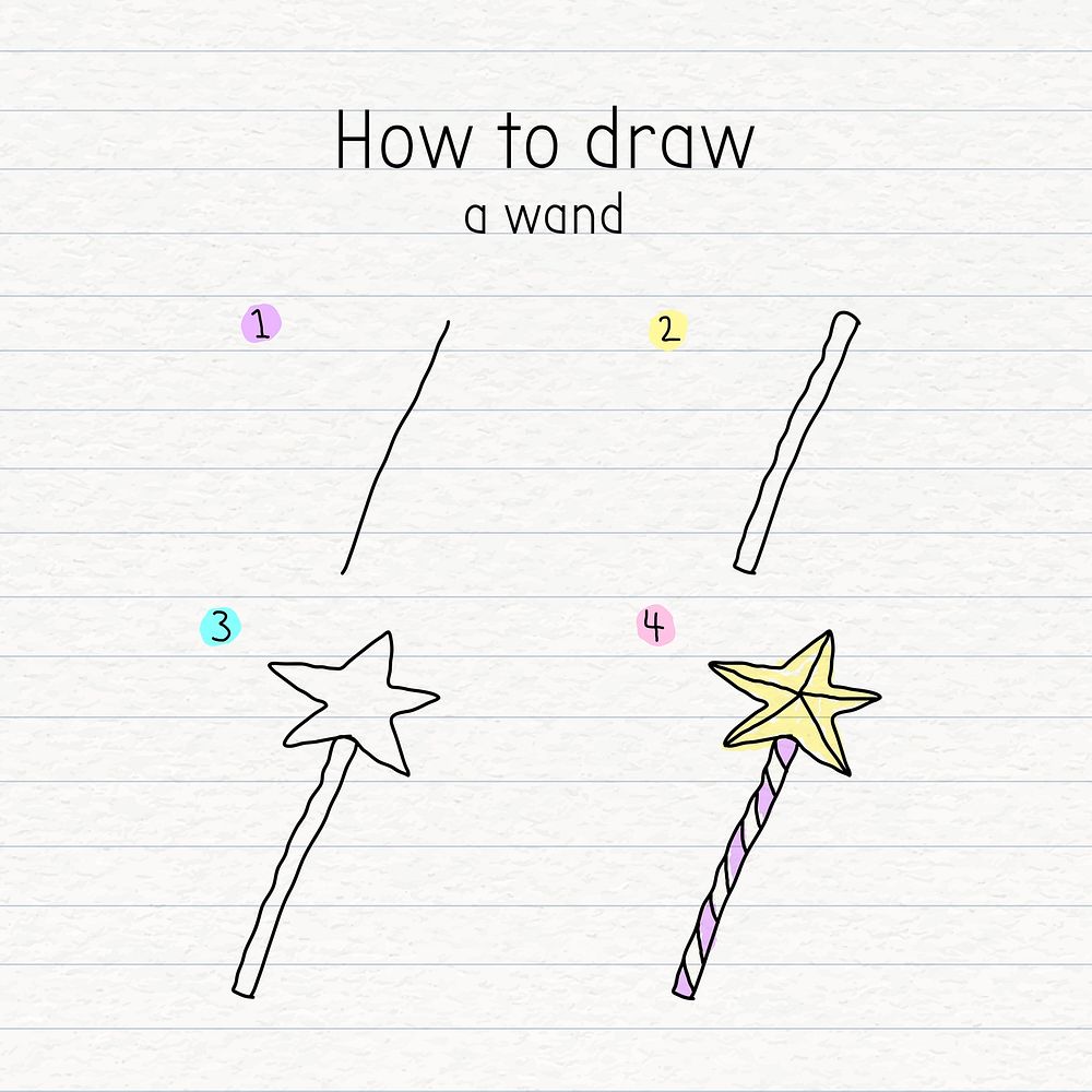 How to draw a star fairy wand doodle tutorial vector