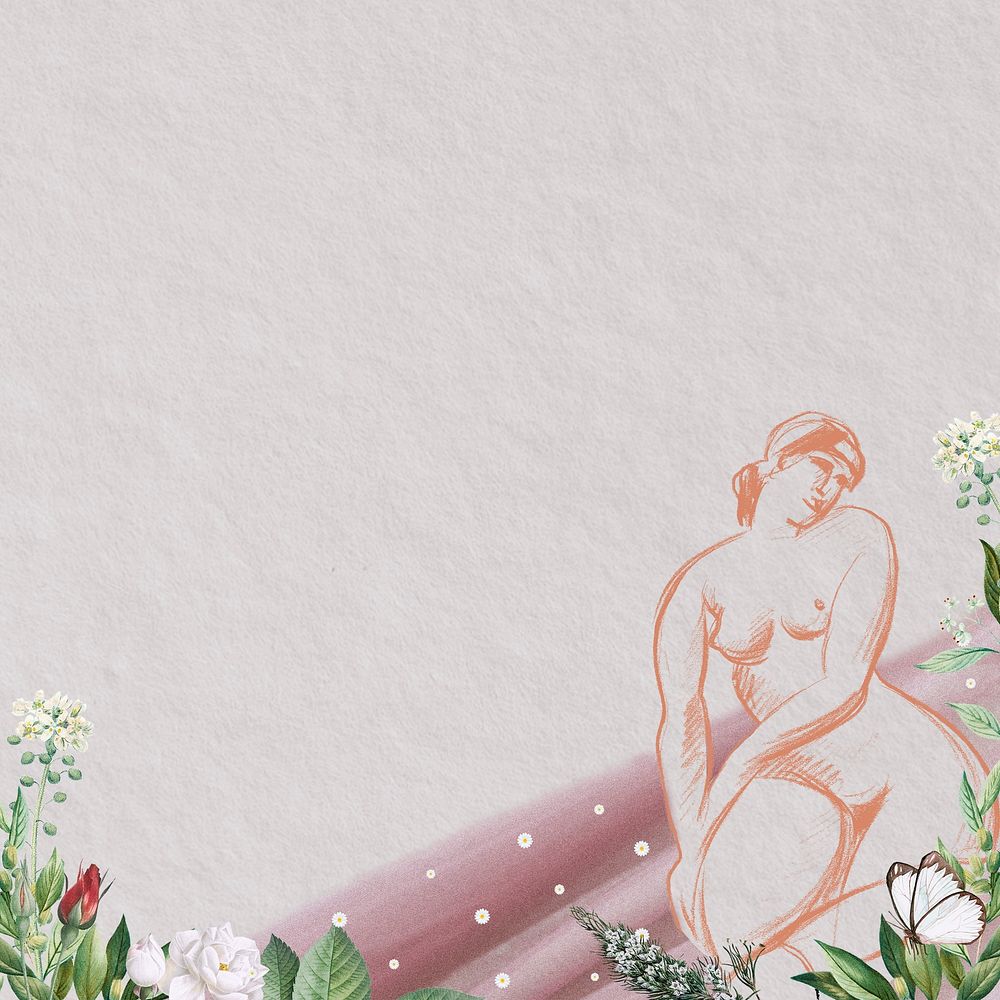 Naked woman with flowers background