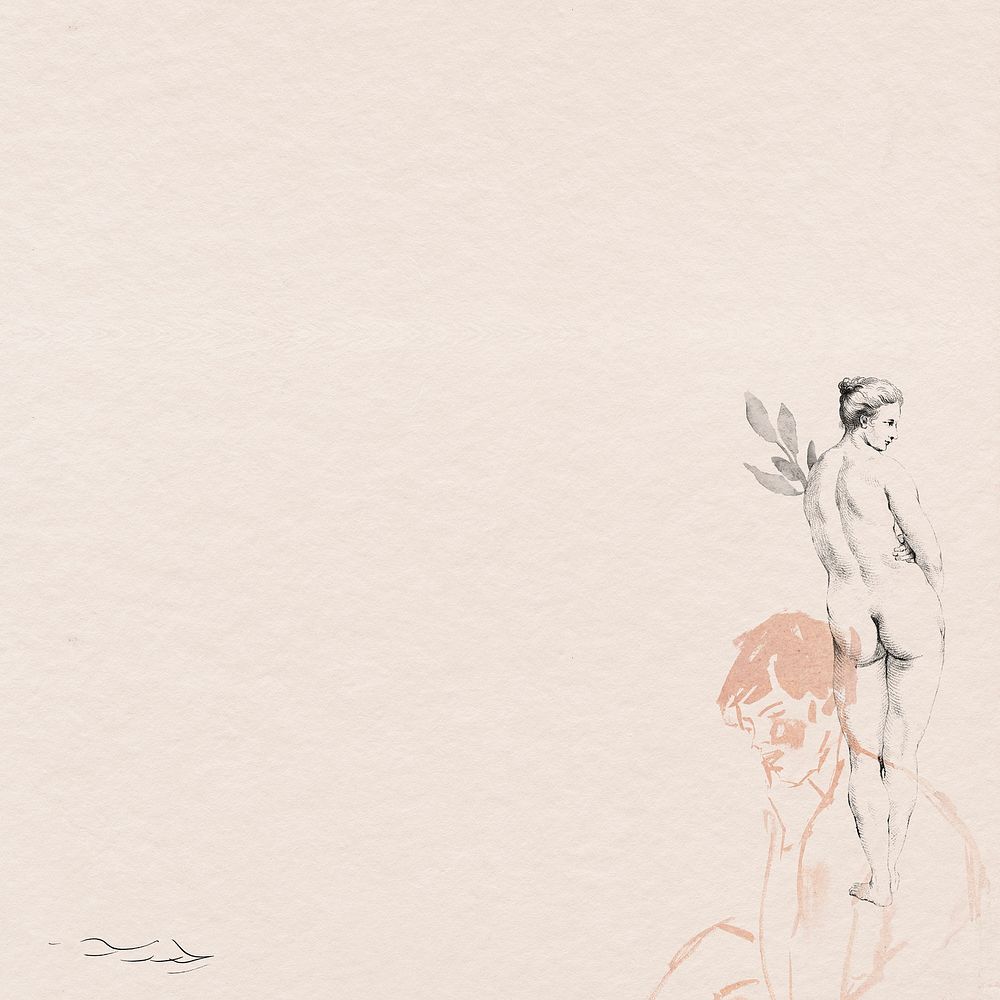 Classic nude lady illustration background