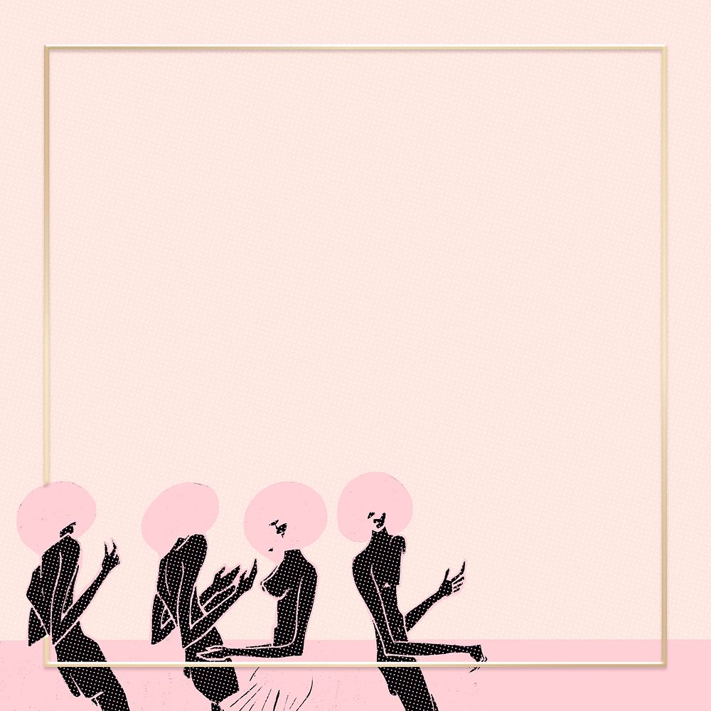 Dancing black nude women psd frame in pink background