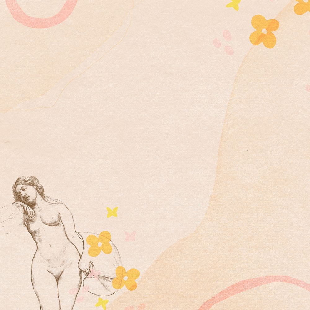 Vintage art nude woman background illustration