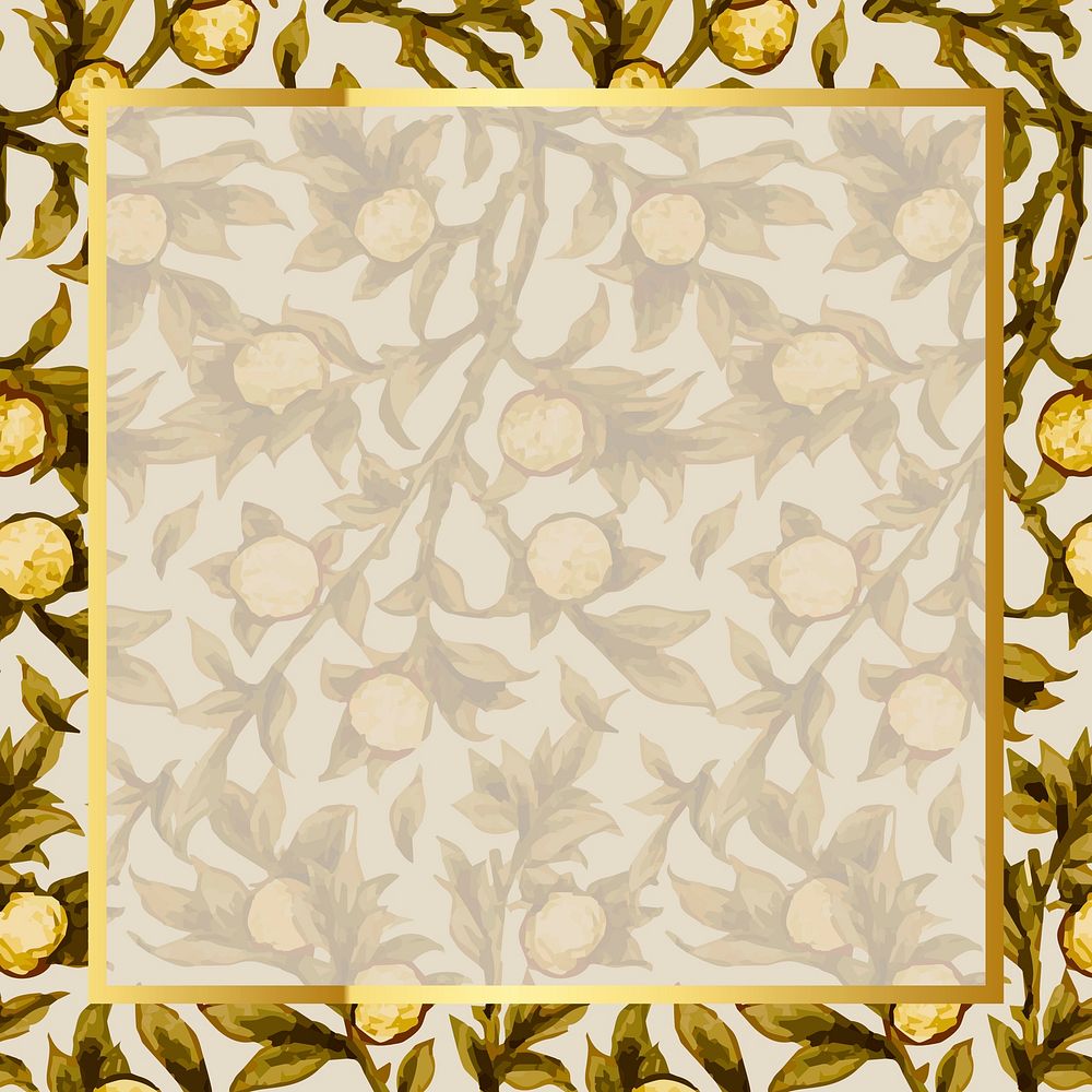 Nature ornament frame vector pattern inspired by William Morris
