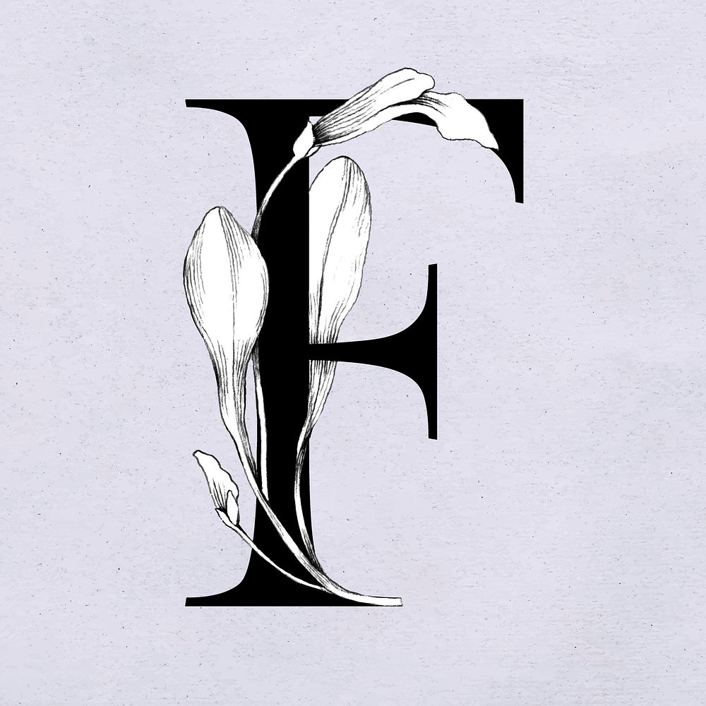 Vector font f letter watercolor typeface