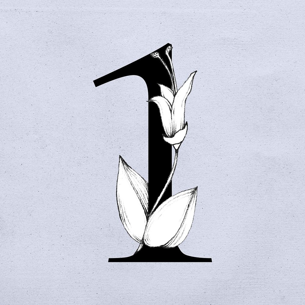 Number 1 font botanical typography