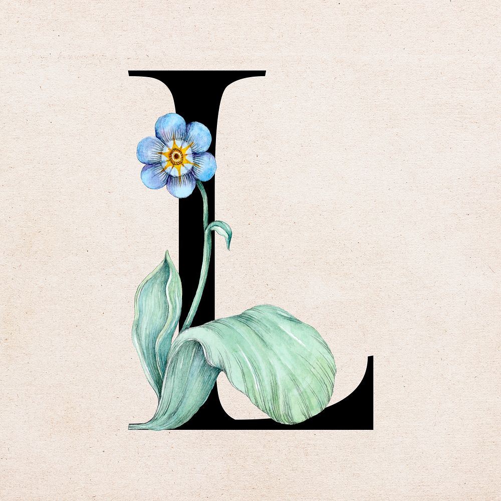 Font l vintage letter floral typography