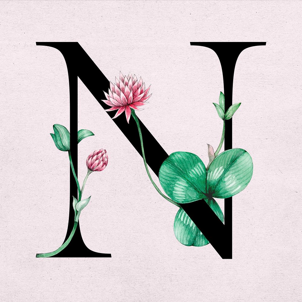 Font n vintage letter floral typography