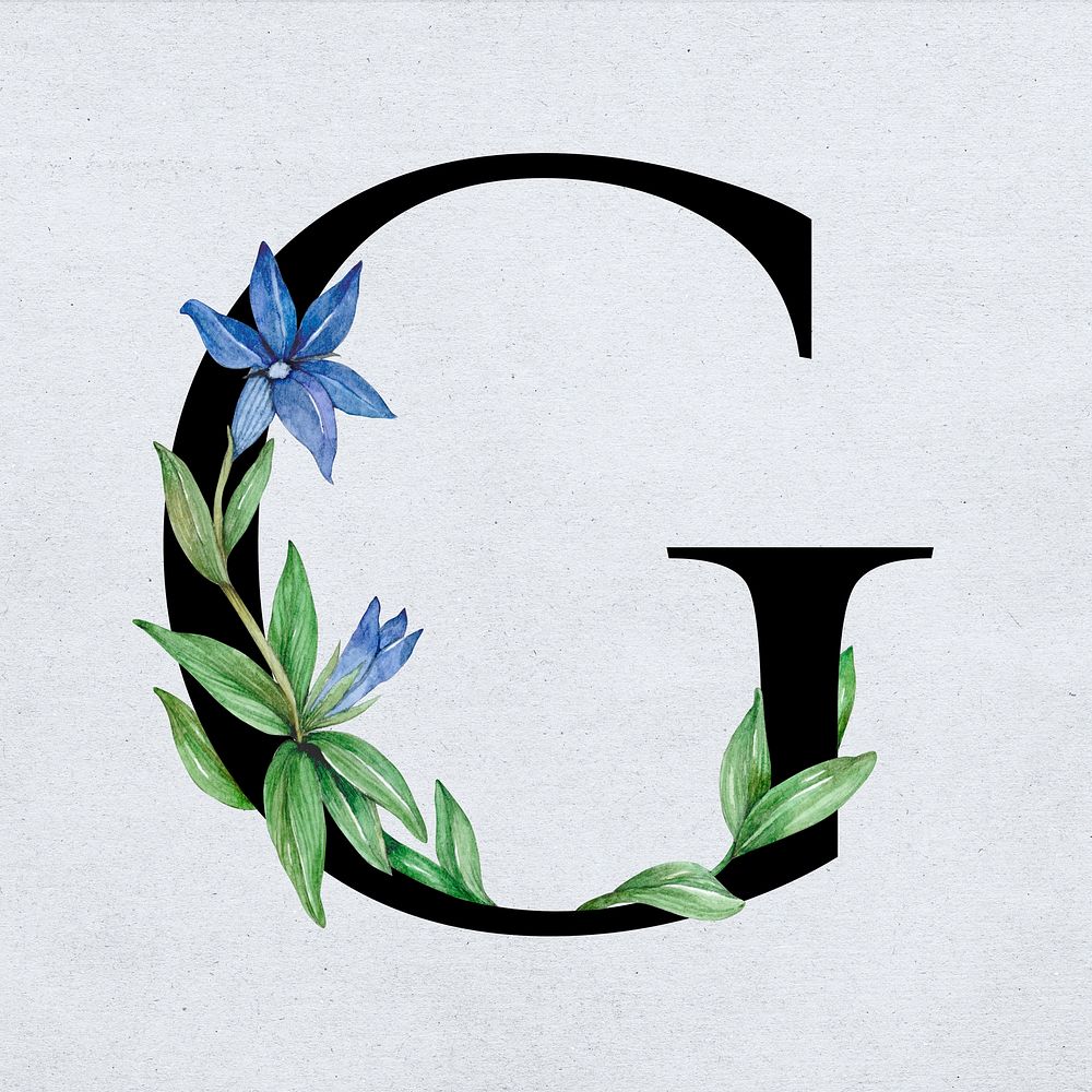 Font g vintage letter floral typography