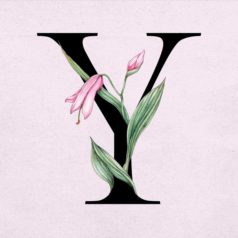 Font y vintage letter floral typography