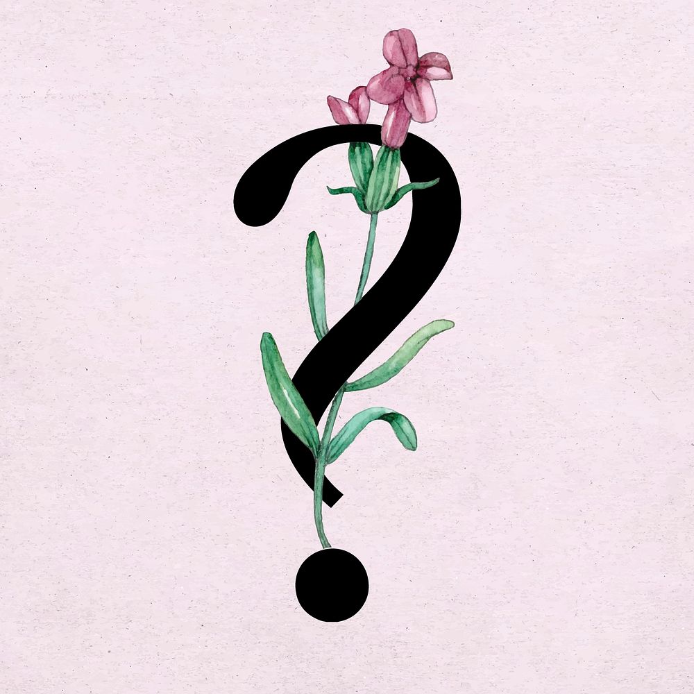 Vector question mark sign floral vintage typography