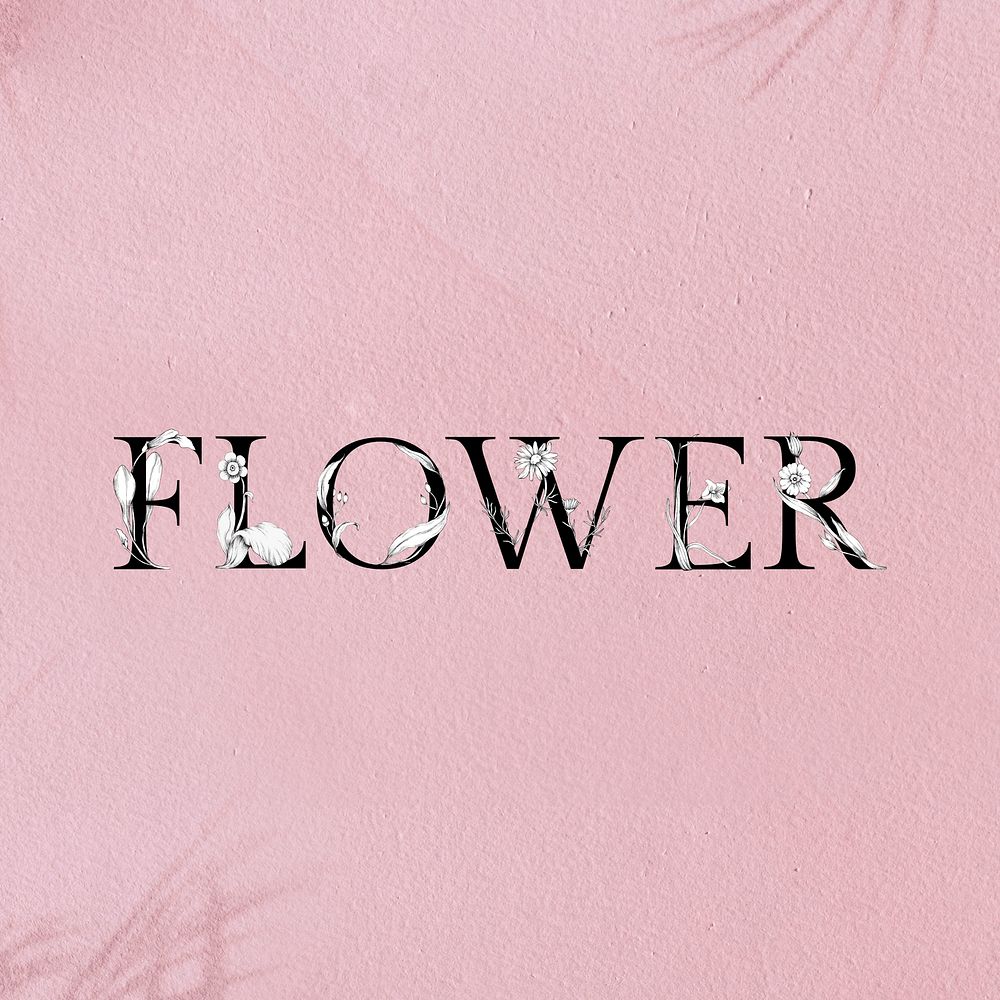 Flower word floral font decorated typography