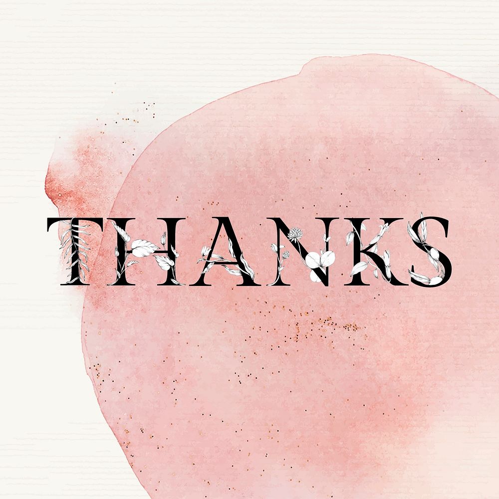 Vector thanks word floral font typography