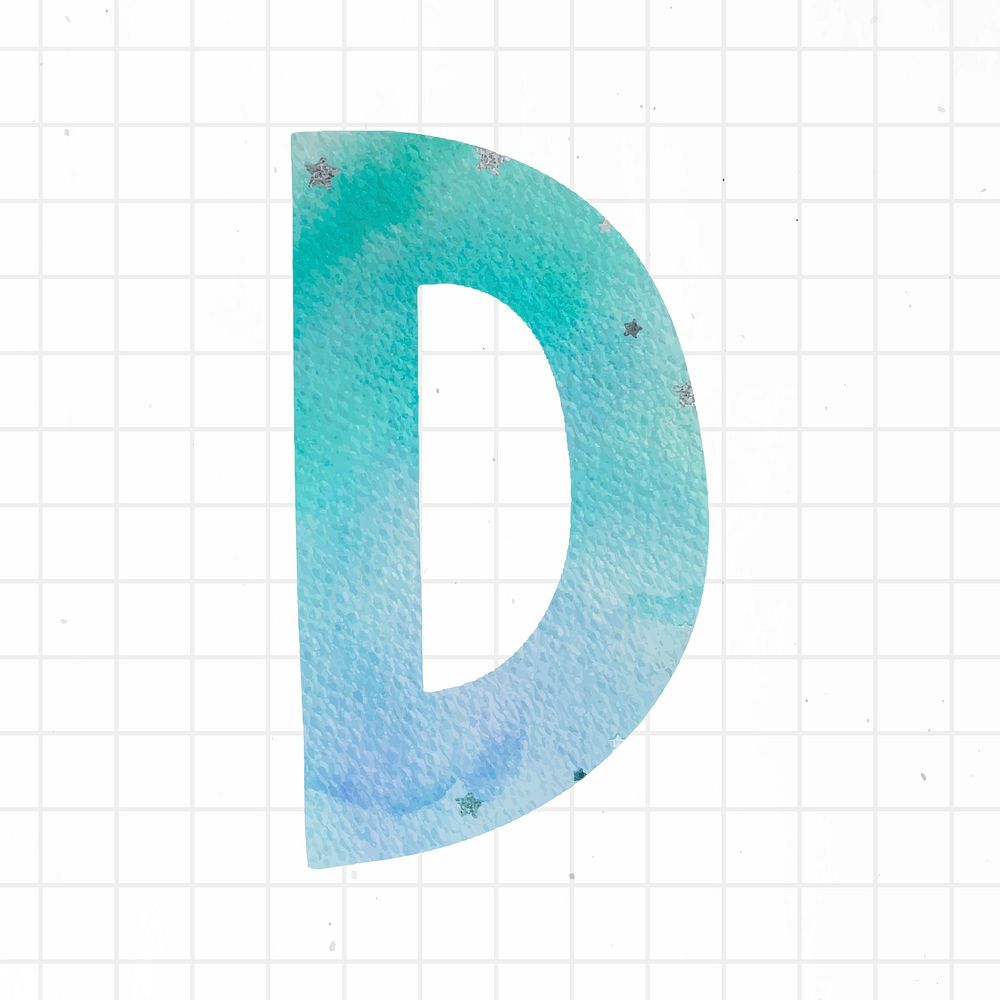 Watercolor d font lettering vector
